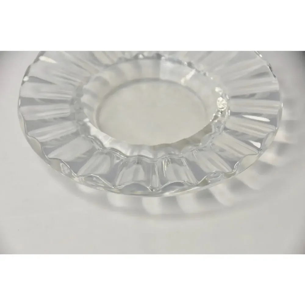 BACCARAT CRYSTAL WAVEY PILLAR CANDLE HOLDER PLATE